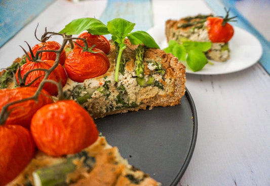 Asparagus and Roast Tomato Tofu Quiche (GF, Vg) - Nourished Natural Health