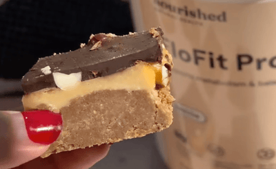 High-Protein Chocolate Caramel Slice
