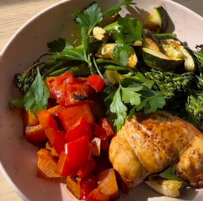 One Tray Chicken and Veg Bake