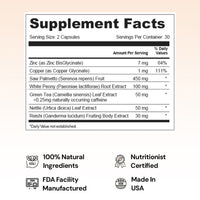 AndroEase Plus supplement facts label — dosage and ingredient breakdown for PCOS hormonal support