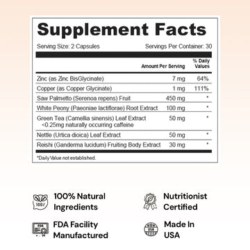 AndroEase Plus supplement facts label — dosage and ingredient breakdown for PCOS hormonal support
