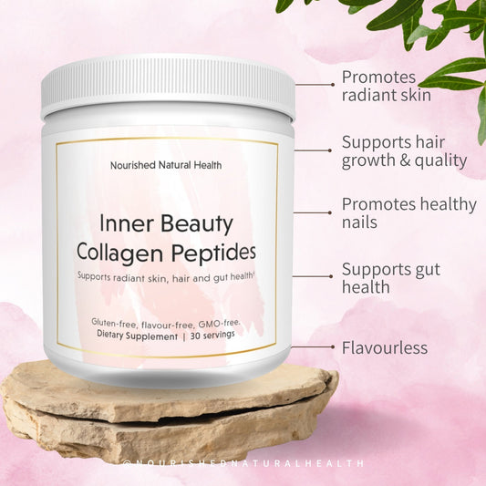 Nourished Inner Beauty Collagen Peptides - Grass Fed Bovine - Collagen Types I+II+III - Nourished Natural Health